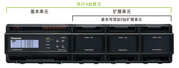 一臺單元可測量兩條回路。為測量需要數量的回路最多可連接3臺擴展單元。